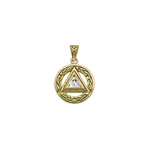 Celtic AA Symbol Solid Yellow Gold Pendant with Gemstone GPD326