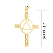 Celtic Knotwork Cross with AA Recovery Solid Gold Pendant GPD327