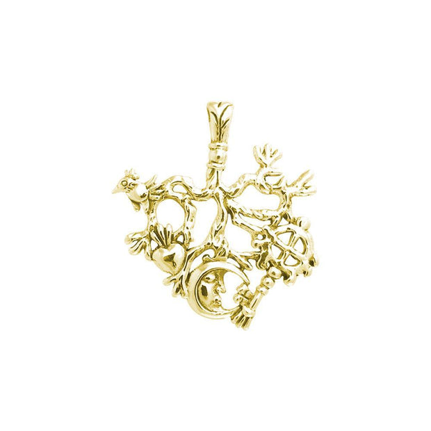 Mystified by the Cimaruta Witch Solid Yellow Gold Jewelry Charm Pendant GPD3369