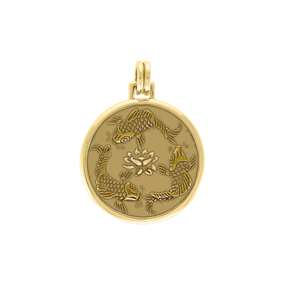 Chinese Fish Feng Shui Solid Gold Pendant GPD3753