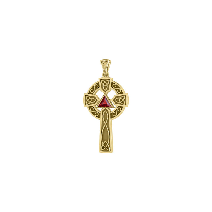 Celtic Knot AA Recovery Cross Solid Yellow Gold Pendant GPD385