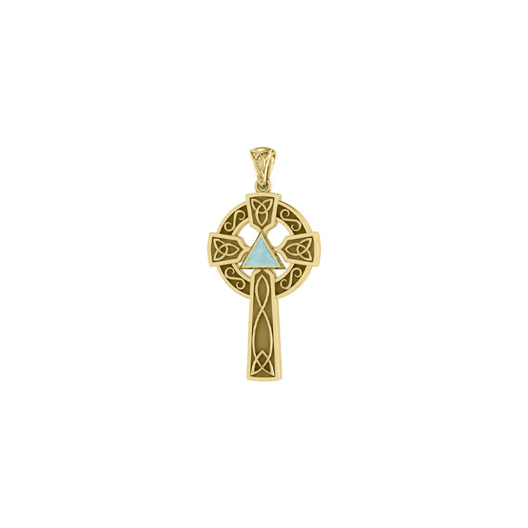 Celtic Knot AA Recovery Cross Solid Yellow Gold Pendant GPD385