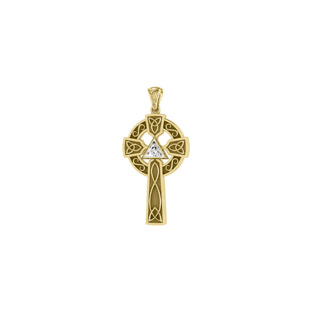 Celtic Knot AA Recovery Cross Solid Yellow Gold Pendant GPD385