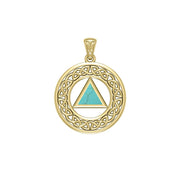 AA Recovery with Celtic Boarder 14K Yellow Gold Pendant GPD3938