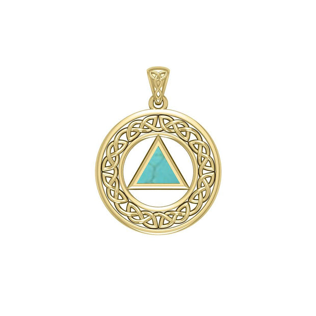 AA Recovery with Celtic Boarder 14K Yellow Gold Pendant GPD3938