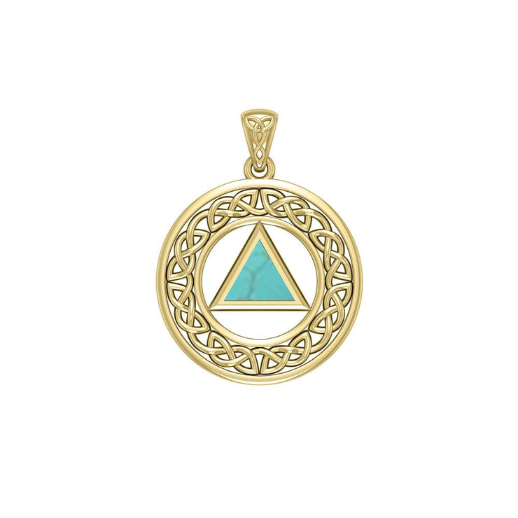 AA Recovery with Celtic Boarder 14K Yellow Gold Pendant GPD3938