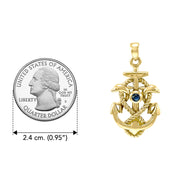 Anchor with Rope and Dolphin Solid Gold Pendant with gemstone GPD4051