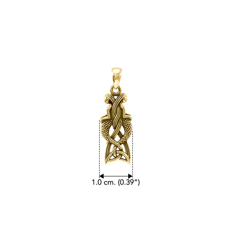 Celtic Mermaid Goddess Solid Gold Pendant GPD4153