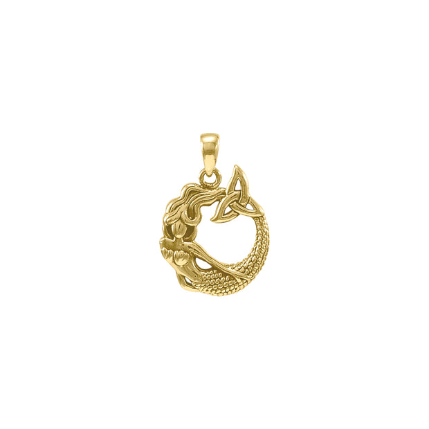 Mermaid with Trinity Knot Solid Gold Pendant GPD4154