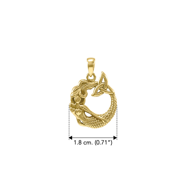 Mermaid with Trinity Knot Solid Gold Pendant GPD4154