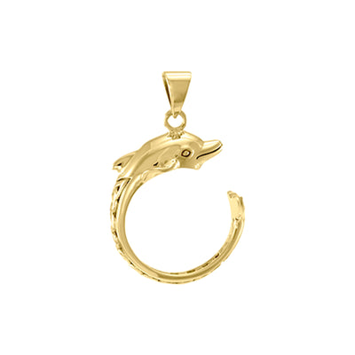 Celtic Accent Dolphin Solid Gold Wrap Pendant GPD4839