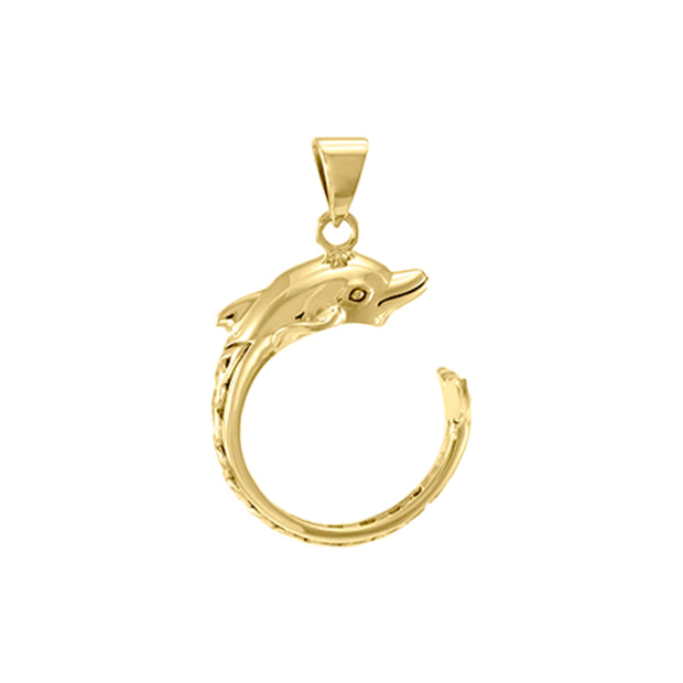 Celtic Accent Dolphin Solid Gold Wrap Pendant GPD4839