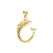 Celtic Accent Dolphin Solid Gold Wrap Pendant GPD4839