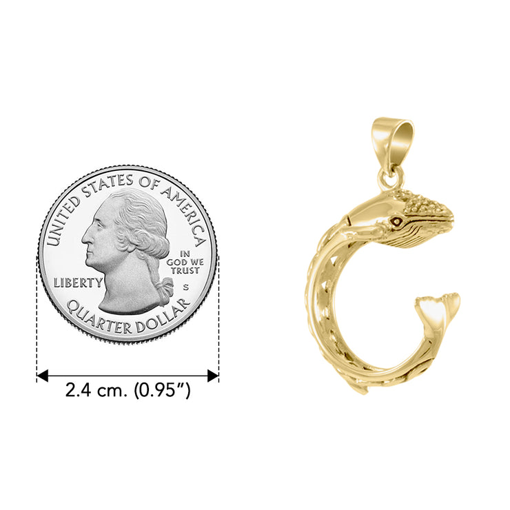 Celtic Accent Whale Solid Gold Wrap Pendant GPD4840