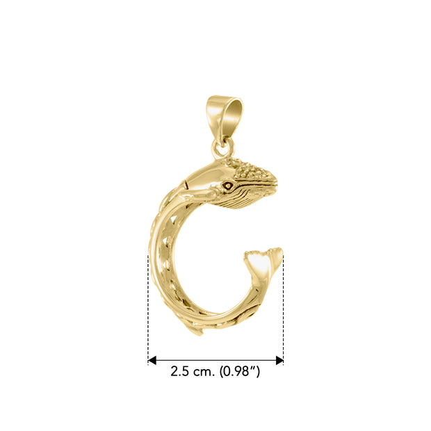 Celtic Accent Whale Solid Gold Wrap Pendant GPD4840