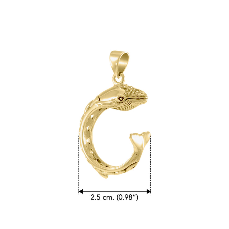 Celtic Accent Whale Solid Gold Wrap Pendant GPD4840