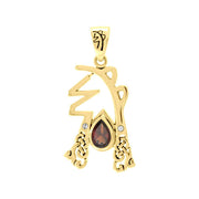 Sei Hei Ki Symbol from Reiki Collection Solid Gold Pendant with Gemstone GPD4922