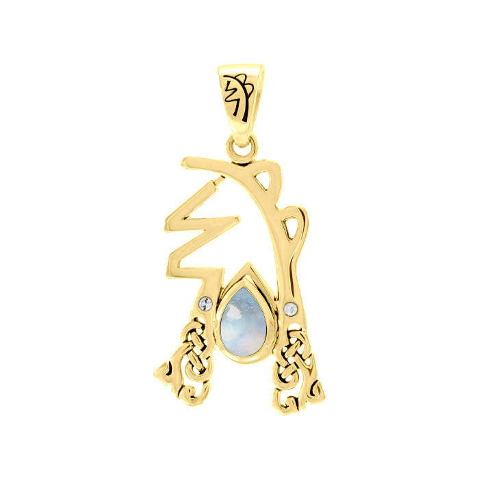 Sei Hei Ki Symbol from Reiki Collection Solid Gold Pendant with Gemstone GPD4922