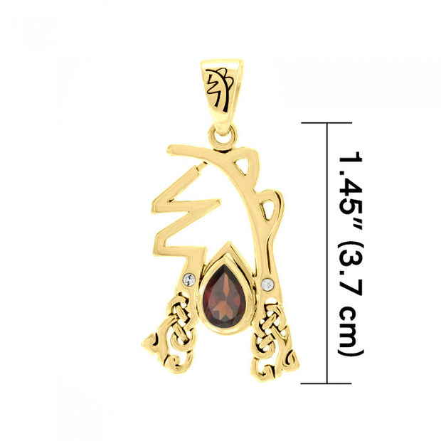 Sei Hei Ki Symbol from Reiki Collection Solid Gold Pendant with Gemstone GPD4922