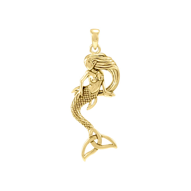 Mermaid with Trinity Knot Tail Solid Gold Pendant GPD4937