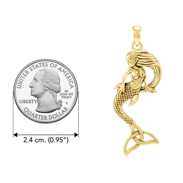 Mermaid with Trinity Knot Tail Solid Gold Pendant GPD4937