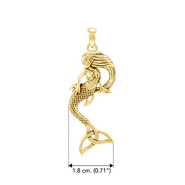 Mermaid with Trinity Knot Tail Solid Gold Pendant GPD4937