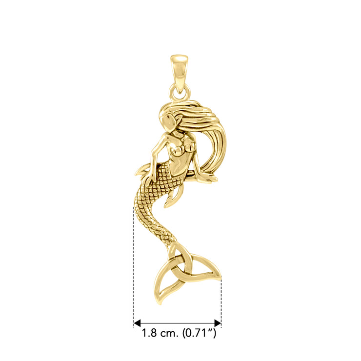 Mermaid with Trinity Knot Tail Solid Gold Pendant GPD4937