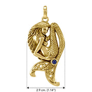 Mermaid with Celtic Knot Tail and Gemstone Solid Gold Pendant GPD4939