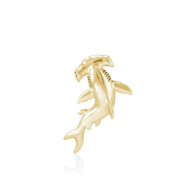 Hammerhead Shark Solid Yellow Gold with Hidden Bail Pendant GPD5020