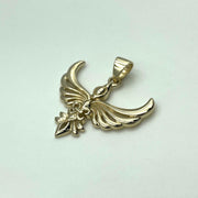 Phoenix with Fleur De Lis Solid Gold Pendant GPD5089