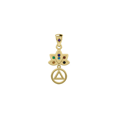 Lotus Recovery Chakra Solid Yellow Gold Pendant with Gemstones GPD5094