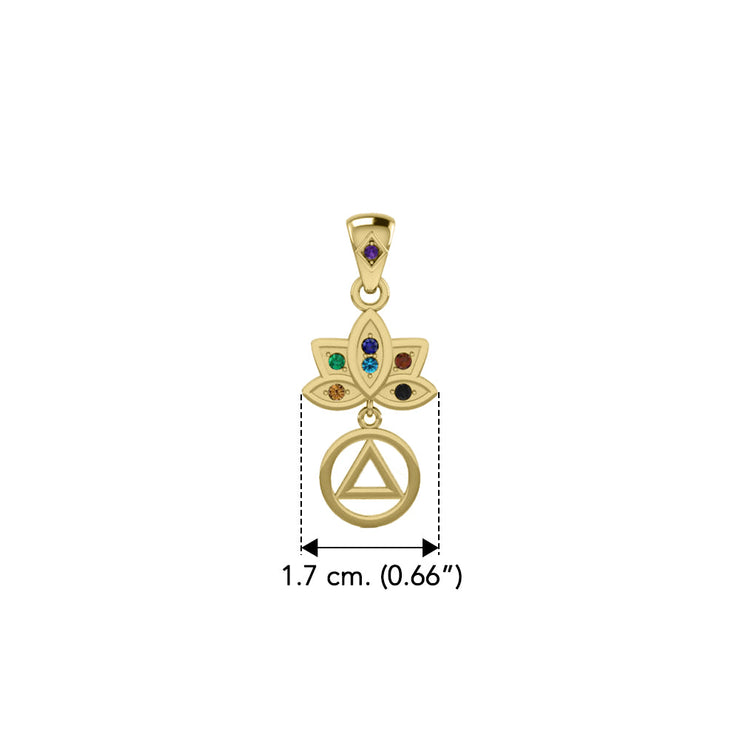 Lotus Recovery Chakra Solid Yellow Gold Pendant with Gemstones GPD5094