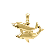 Double Dolphin Solid Gold Pendant GPD5201