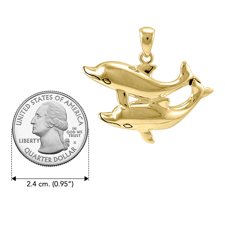 Double Dolphin Solid Gold Pendant GPD5201