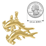 Double Hammerhead Shark Solid Gold Pendant GPD5202