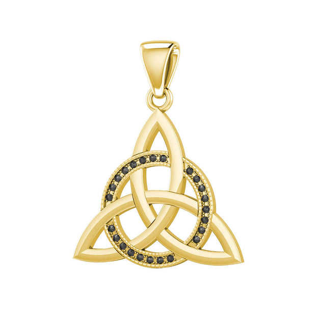 Celtic Triquetra Solid Gold Pendant with Marcasite GPD5316