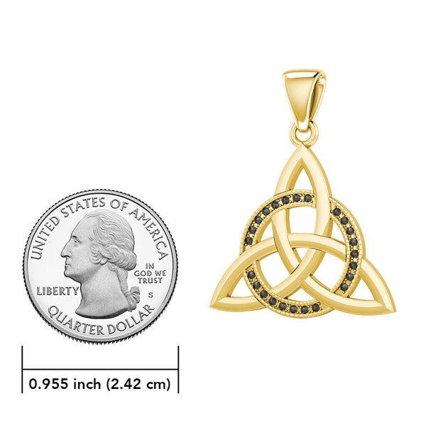 Celtic Triquetra Solid Gold Pendant with Marcasite GPD5316