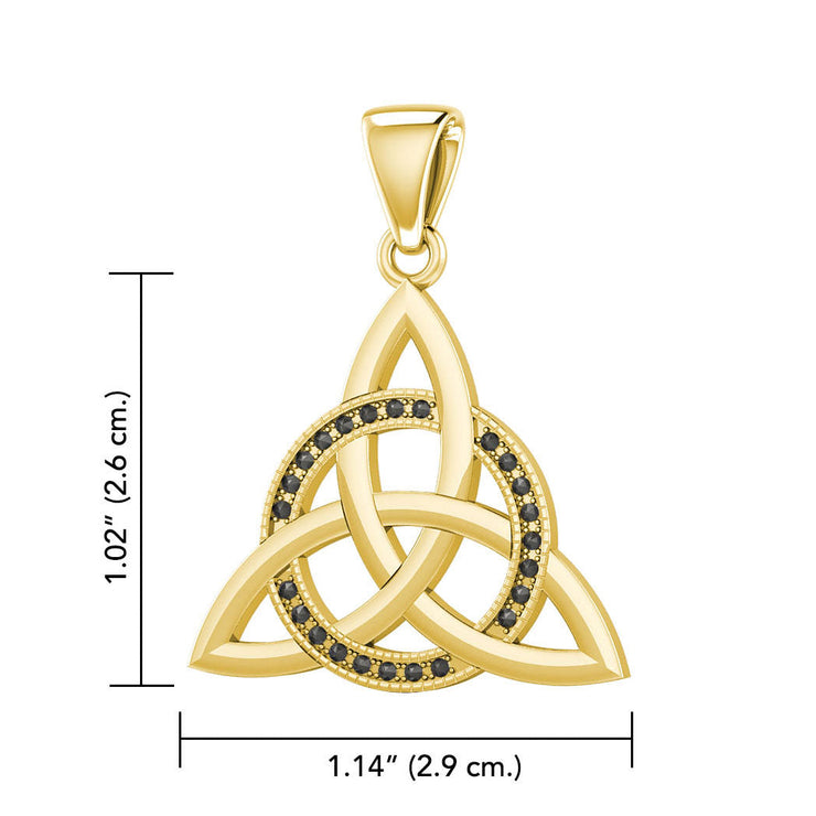 Celtic Triquetra Solid Gold Pendant with Marcasite GPD5316