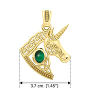 Celtic Unicorn Solid Yellow Gold Pendant with Gem GPD5732