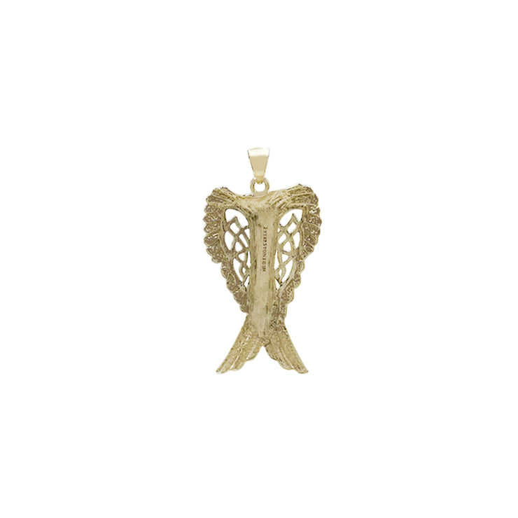 Celtic Angel Wings with Rune Symbols Solid Gold Pendant GPD5735