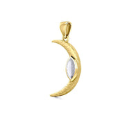 A Glimpse of the Crescent Moon's Beginning ~ Solid Gold Jewelry Pendant GPD5800