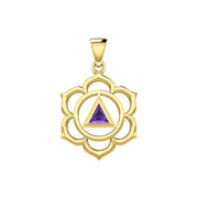 Chakra Recovery Pendant Solid Yellow Gold with Gemstone GPD5838 - Jewelry