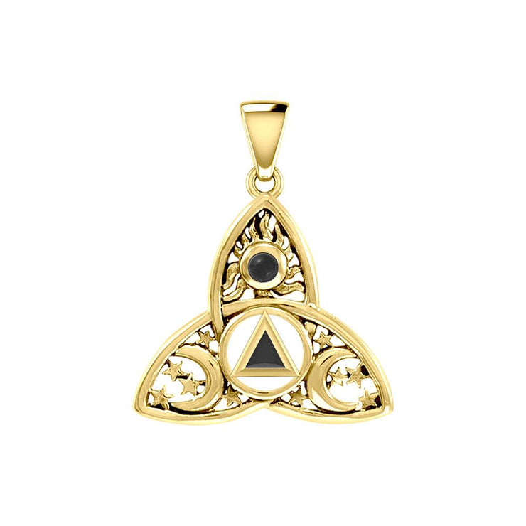 Celtic Trinity Recovery Pendant Solid Yellow Gold with Gemstone GPD5842 - Jewelry