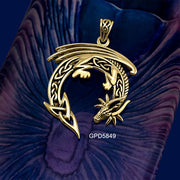 Dragon with Celtic 14K Solid Gold Pendant GPD5849