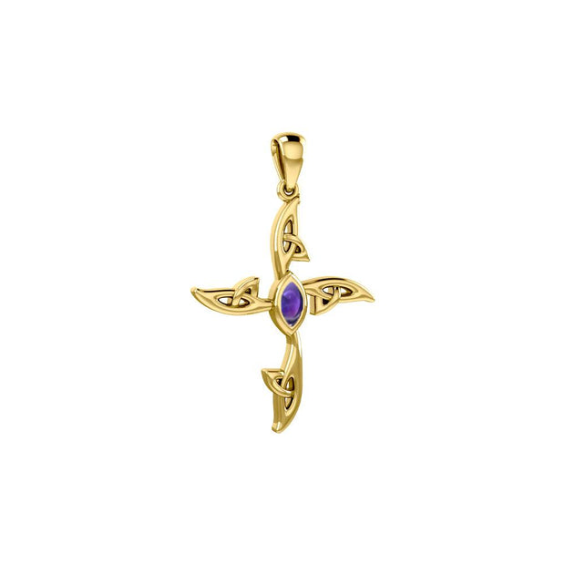 A beautiful statement of pride and faith Celtic Cross Solid Gold Pendant with Gemstone GPD5988