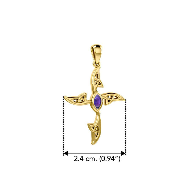 A beautiful statement of pride and faith Celtic Cross Solid Gold Pendant with Gemstone GPD5988