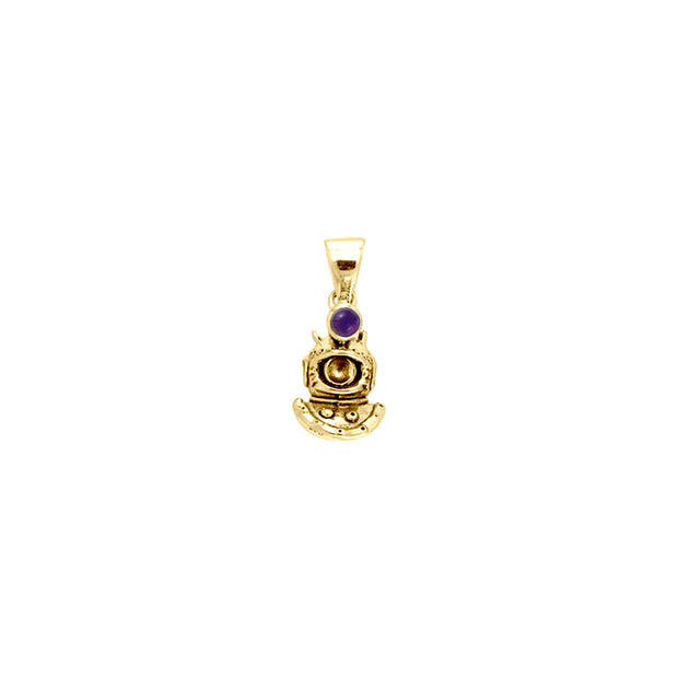 Kirby Morgan Cave Dive Helmet Solid Gold Pendant with Gemstone GPD599