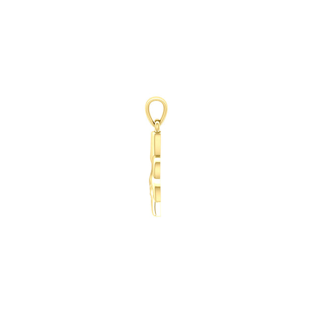 Celtic Whale Tail And Double Heart Solid Yellow Gold Pendant GPD6055