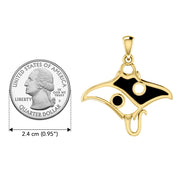 The Manta Ray with Yin Yang Symbol Solid Yellow Gold Pendant GPD6075