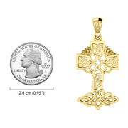 Celtic Tree of Life Irish Cross 14 Karat Solid Gold Pendant GPD6123